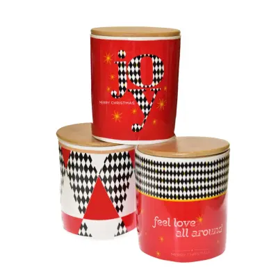 Doza Wonderland 500ml / 10,3xh10cm / več vzorcev/ porcelan, les