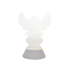 Angel na podstavku z lučko 11x22cm / topla bela svetloba / pvc, les