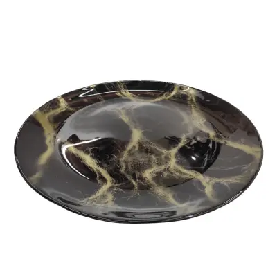 Podkrožnik Murble 33xh2,5cm / črno-zlat / okrogel / steklo