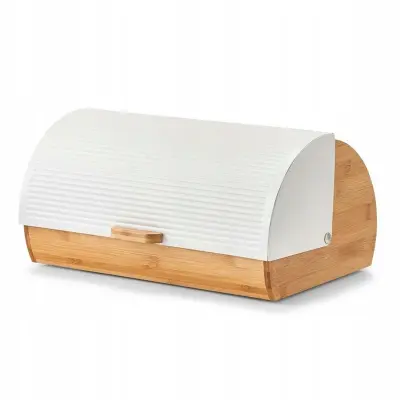 Posoda za kruh 39x27x19cm / bambus-les, bela kovina