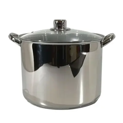 Steel kozica s steklenim pokrovom 24cm, 9l / 2 ročaja / indukcija / inox, steklo