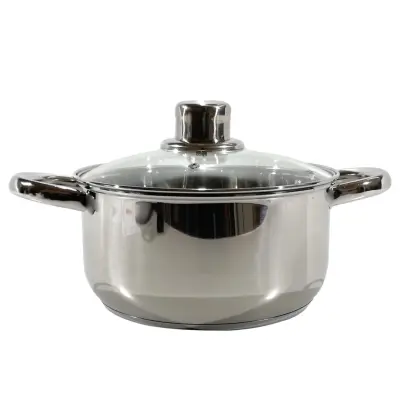 Steel kozica s steklenim pokrovom 22xh13,5cm / 2 ročaja / indukcija / inox, steklo