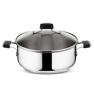 Tempra nizka kozica s pokrovom 26cm / 4 l / 2 ročaja / inox / indukcija