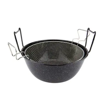 Kozica za cvrenje emajl 26cm + košara inox / 2 ročaja / indukcija