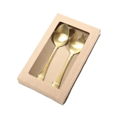 Set servirni pribor / 2 kos / mat zlat / inox
