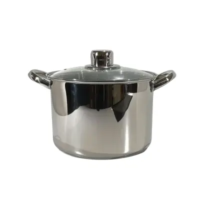 Steel lonec s steklenim pokrovom 28cm / 2 ročaja / indukcija / inox, steklo