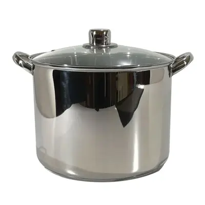 Steel lonec s steklenim pokrovom 26cm / 11l / 2 ročaja / indukcija / inox, steklo