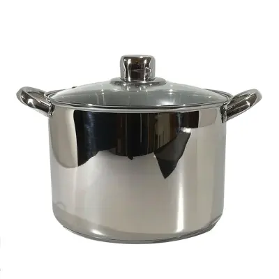 Steel lonec s steklenim pokrovom 22cm / 2 ročaja / indukcija / inox, steklo