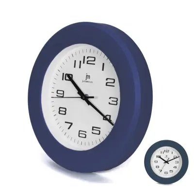 Okrogla stenska ura 30cm / temno modra / pvc
