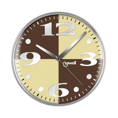 Okrogla stenska ura 28cm / rjava / inox