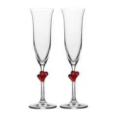 Set kelih za šampanjec L'Amour 175ml / 2kos / rdeče srce / steklo