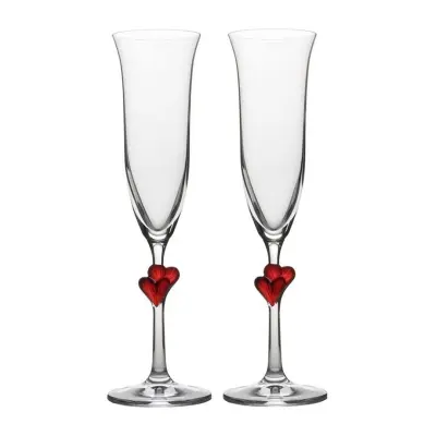 Set kelih za šampanjec L'Amour 175ml / 2kos / rdeče srce / steklo