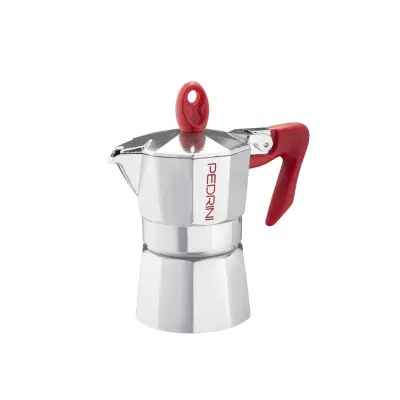 Kafetiera Illa za 1 skodelico / rdeč ročaj / aluminij