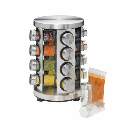 Začimbnik 16-delni na vrtljivem stojalu 20xh31cm / inox, steklo