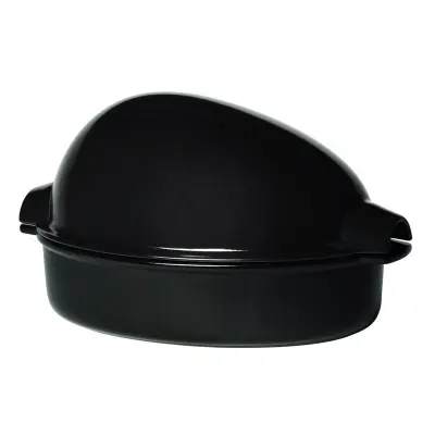 Ovalen pekač s pokrovom za piščanca 41,5x27,5 / 7l / keramika / črn
