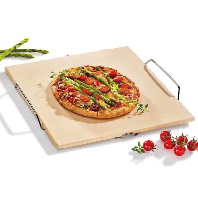 Kamnita plošča za pizzo na inox stojalu 38x35,5cm