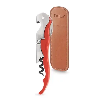Dvostopenjski odpirač za steklenico Kelnar z etuijem / rdeč / inox
