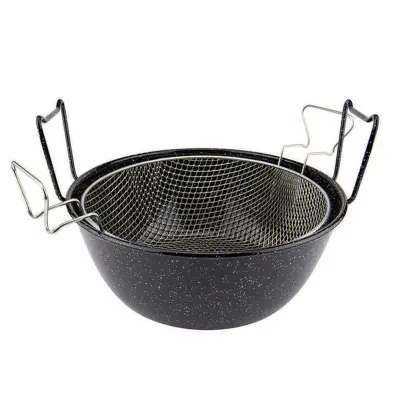 Kozica za cvrenje emajl 32cm + košara inox / 2 ročaja / indukcija