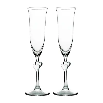 Set kelih za šampanjec L'Amour 175ml / 2kos / satin srce / steklo