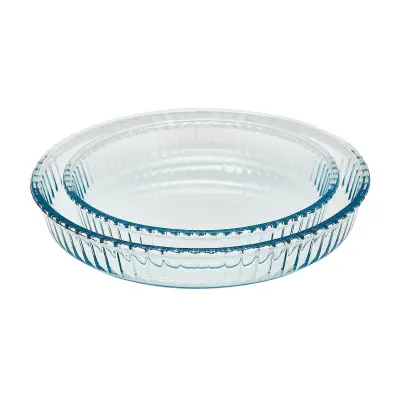 Set 2 x pekač za pito Borcam 32, 36cm / 2 kosa / steklo