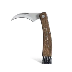 Zložljiv gobarski nož v etuiju / inox, les