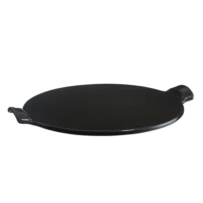 Okrogel, gladek pekač za pizzo 37cm / keramika / črn