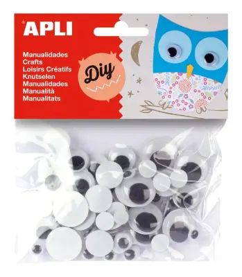 Apli Premične oči okrogle črna 75 kos