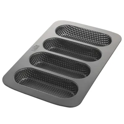 4-delni pekač za žemlje - hot dog Laib&Seele 35x22cm / ogljikovo jeklo, premaz