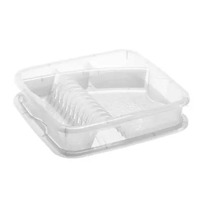 Odcejevalnik posode Geometric 39,5x39,5x8,5cm / prozoren / pvc