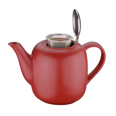 Čajnik s filtrom London 1,5l / rdeč / keramika, inox