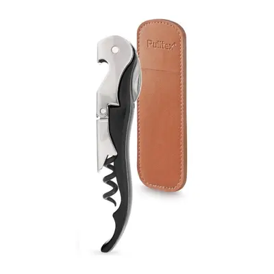 Dvostopenjski odpirač za steklenico Kelnar z etuijemi / črn / inox