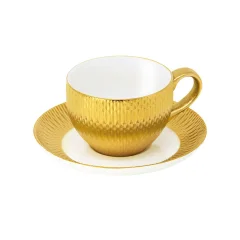 Zlata skodelica za čaj s podstavkom Deras 200ml / lder034or153020 / porcelan