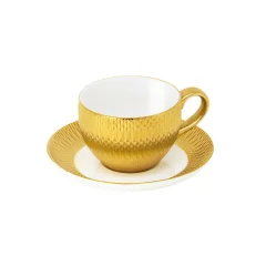 Zlata skodelica za kavo s podstavkom Deras 80ml / porcelan