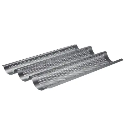 Pekač za kruh 3-delni baguette 38,5X28X3,5cm / perforirani / kovina, premaz
