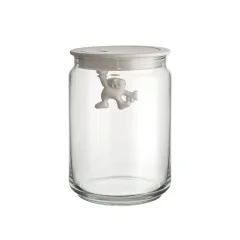 Steklena doza z belim pokrovom Gianni 10,5cmxh15 / 900m / steklo