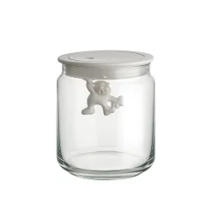 Steklena doza z belim pokrovom Gianni 10,5cmxh12 / 700m / steklo