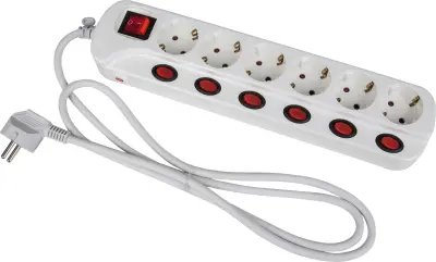Heitronic 45191 razdelilna letev s stikalom 6-kratni  bela vtičnica 1 kos