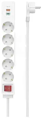 Hama 00133758 razdelilna letev s stikalom  bela vtičnica 1 kos