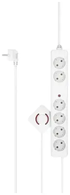 Letev za vtičnice\, 6-smerna\, nožno stikalo\, 3 m (vklj. stikalo)\, bela Hama 00223141 razdelilna letev s stikalom  bela vtičnica 1 kos