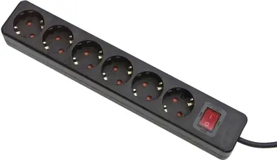 Gebro 106149 razdelilna letev s stikalom 6-kratni  črna vtičnica 1 kos