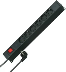 PROFIversal PA 6 + 6-polni razdelilnik z osvetljenim stikalom in 6 rež na sprednji in zadnji strani Vtična letev 19 palčna (48,26 cm) 2x 6-delna črne