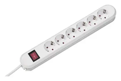 Bachmann SMART 6x šuko H05VV-F 3G 1.50mm² 16A/3680W 3m 6AC izhod (i) 3m Črnilni podaljšek Bachmann 381.151K razdelilna letev s stikalom črna vtičnica