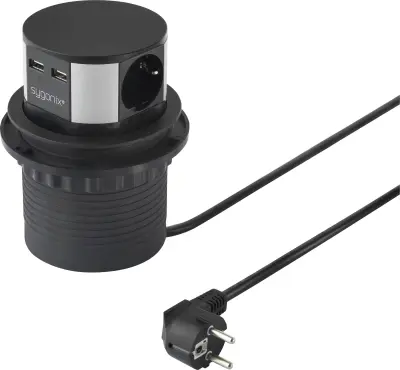 Sygonix SY-4780156 razdelilna letev v obliki stolpa  črna\, srebrna vtičnica 1 kos