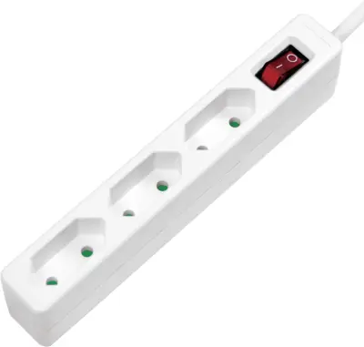 LogiLink LPS230 razdelilna letev s stikalom 3-kratni  bela konusni vtič 1 kos