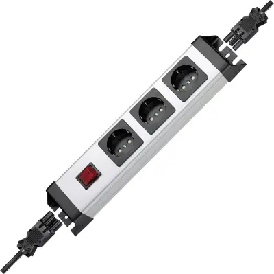 Razdelilna letev s stikalom 3-delna srebrna\, črna\, Wielandstecker Kopp 226220013