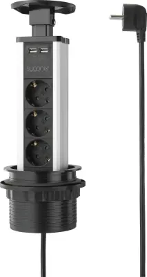 Sygonix SY-4737794 razdelilna letev v obliki stolpa  črna\, srebrna vtičnica 1 kos