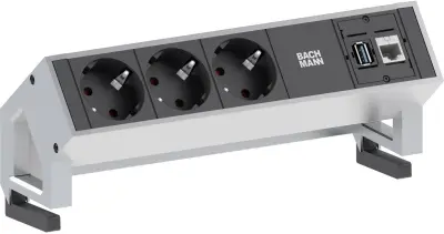 Bachmann 902.501 razdelilna letev 3-kratni  črna\, srebrna vtičnica 1 kos