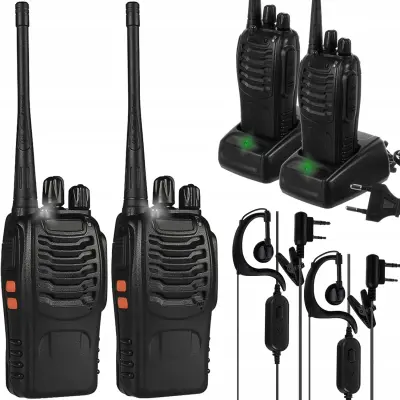 Set dveh LED prenosnih radijskih postaj 1500mAh do 6km + slušalke