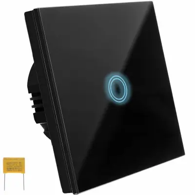 Pametno podometno touch stikalo na dotik stekleno z LED črno