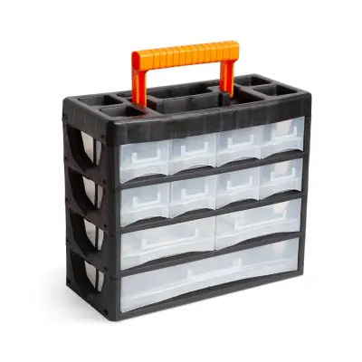 Prenosni organizator za shranjevanje drobnega materiala s predalčki 315 x 270 x 145mm